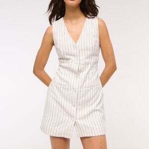 Abercrombie & Fitch SZ L Mara Linen-Blend Vest Mini Dress